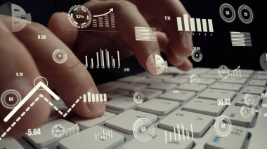 Bilgisayarda iş dünyasının yaratıcı görüntüsü büyük veriler ve finans analizi