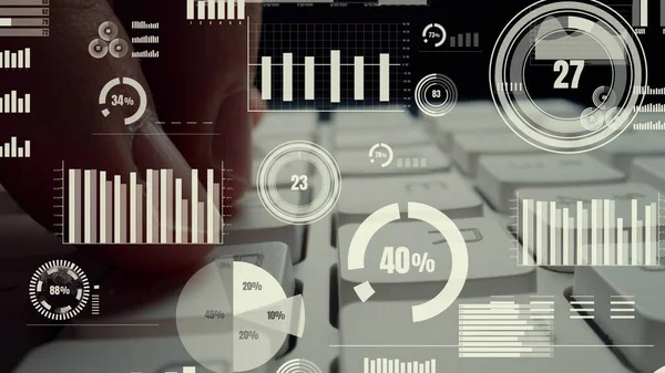 Kreativ visuel af business big data og finansiering analyse på computer - Stock-foto