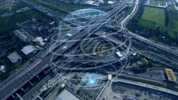 Akıllı şehirde küresel bağlantı ve trafik modernizasyonu — Stok video