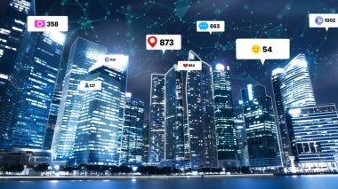 Şehirdeki sosyal medya simgeleri insanların ilişkilerini gösteriyor