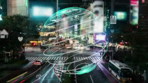 Connessione globale e modernizzazione della rete internet nelle smart city — Video Stock