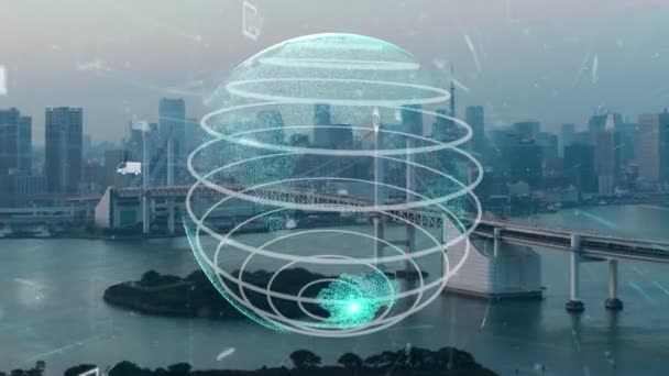 Conexiune globală și modernizarea rețelei de internet în orașul inteligent — Videoclip de stoc