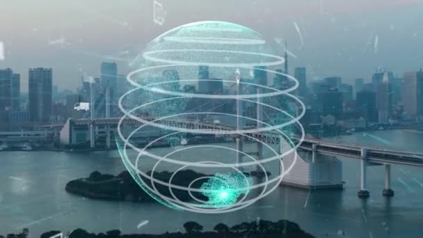 Globale Vernetzung und die Modernisierung des Internetnetzes in Smart City — Stockvideo