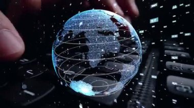 Matematik kodlama modernizasyonunun grafiğiyle çalışan adam