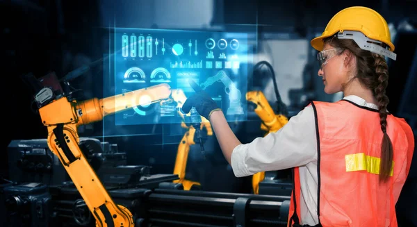 Fejlett robotkar rendszer a digitális ipar és a gyári robottechnológia számára — Stock Fotó