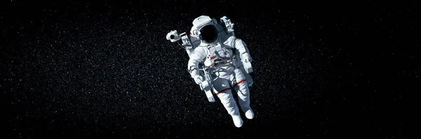 Astronaut rymdman gör rymdpromenad medan du arbetar för rymdstationen — Stockfoto