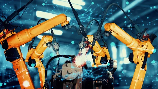 Modernizacja broni robotów inteligentnego przemysłu dla innowacyjnych technologii fabrycznych — Zdjęcie stockowe