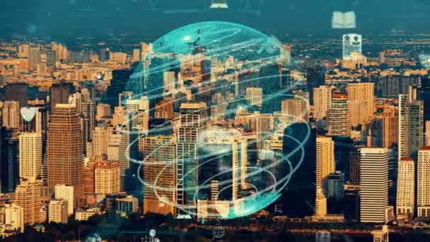 Connessione globale e modernizzazione della rete internet nelle smart city — Video Stock