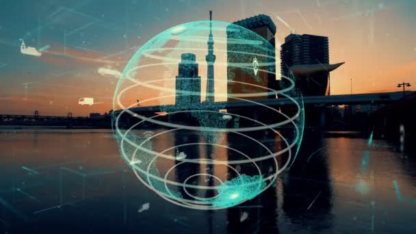 Connessione globale e modernizzazione della rete internet nelle smart city — Video Stock