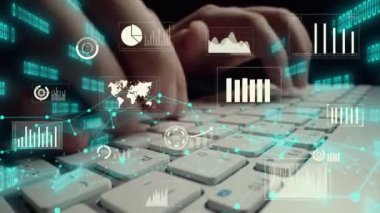 Bilgisayarda iş dünyasının yaratıcı görüntüsü büyük veriler ve finans analizi