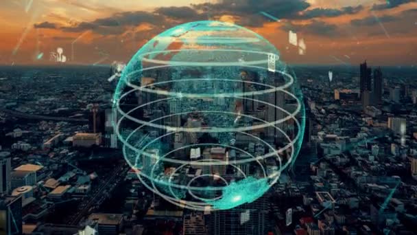 Globale Vernetzung und die Modernisierung des Internetnetzes in Smart City — Stockvideo