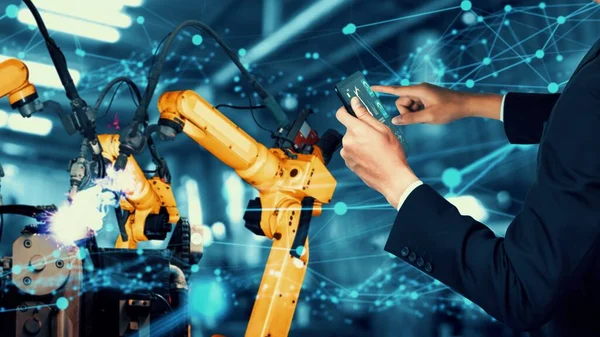 Akıllı endüstri robotu yenilikçi fabrika teknolojisi için modernizasyonu silahlandırdı — Stok fotoğraf