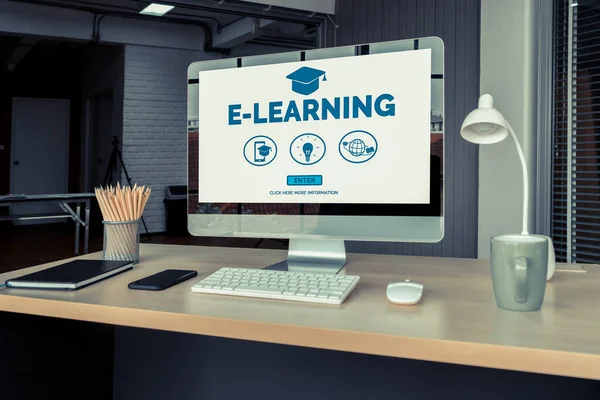 E-learning i edukacja internetowa dla studentów i studentów. — Zdjęcie stockowe