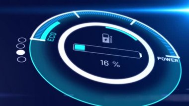 Elektrikli araba aküsü etkin şarj edilen vizyon gösterge panelinde