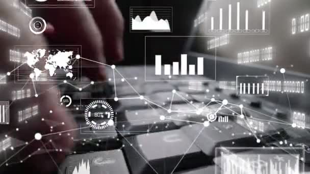 Creative visual of business Big Data és pénzügyi elemzés számítógépen — Stock videók