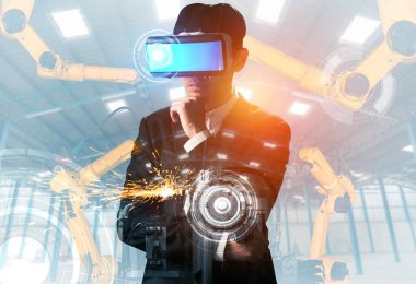 Mekanize endüstri robot kol kontrolü için VR teknolojisi