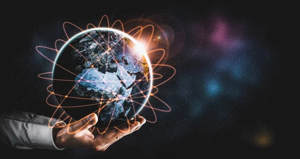 Connessione di rete globale che copre la terra con link di percezione innovativa — Foto Stock