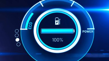 Elektrikli araba aküsü etkin şarj edilen vizyon gösterge panelinde
