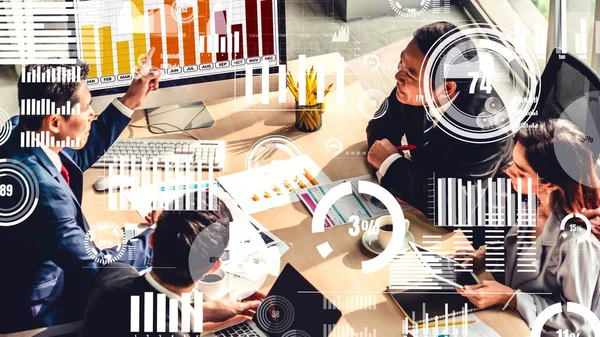 Kreative Visualisierung von Geschäftsleuten in der Mitarbeiterversammlung — Stockfoto