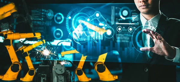 Système de bras robotisé avancé pour l'industrie numérique et la technologie robotique d'usine — Photo