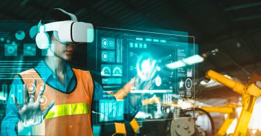 Dijital endüstri ve fabrika robotik teknolojisi için gelişmiş robot kol sistemi