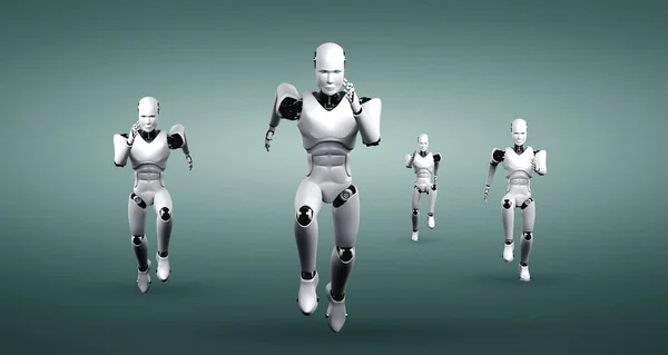 Running robot humanoid showing fast movement and vital energy