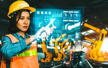 Dijital endüstri ve fabrika robotik teknolojisi için gelişmiş robot kol sistemi