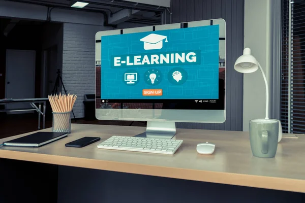 E-learning y Educación en Línea para Estudiantes y Conceptos Universitarios. —  Fotos de Stock