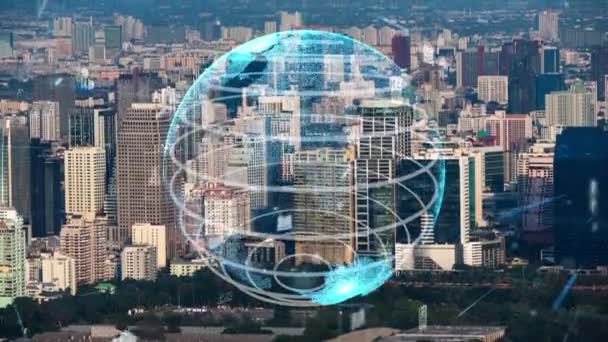 Globalne połączenie i modernizacja sieci internetowej w inteligentnym mieście — Wideo stockowe