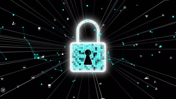 Visionaire cyber security encryptie technologie om de privacy van gegevens te beschermen — Stockvideo