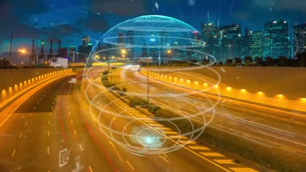 Globale Vernetzung und die Modernisierung des Internetnetzes in Smart City — Stockvideo