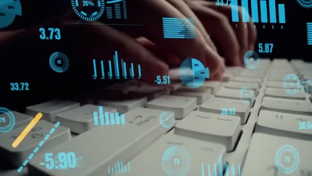 Visuale creativa dei big data aziendali e analisi della finanza sul computer — Video Stock