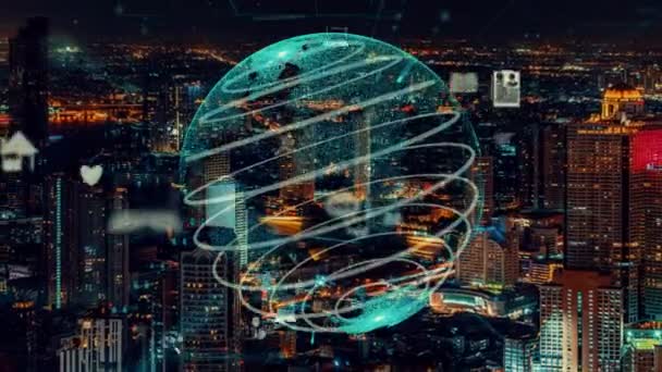 Connessione globale e modernizzazione della rete internet nelle smart city — Video Stock