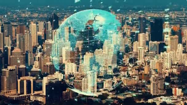 글로벌 연결 및 인터넷 네트워크 현대화 스마트 도시 — 비디오