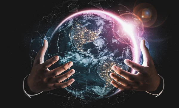 Connessione di rete globale che copre la terra con link di percezione innovativa — Foto Stock