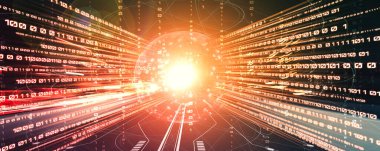 Hızlı aktarım görüşü oluşturmak için yolda hareket bulanıklığı olan dijital veri akışı