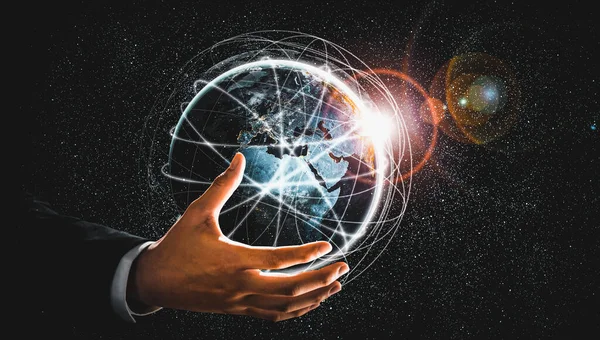 Global network connection covering earth with link of innovative perception