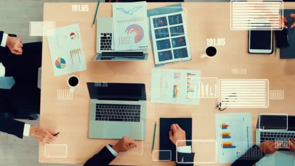 Kreatív vizuális kép az üzletemberekről a vállalati értekezleten — Stock videók