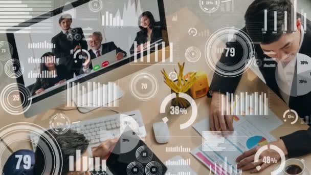 Visuais criativos de pessoas de negócios em uma reunião de pessoal corporativo em videochamada — Vídeo de Stock