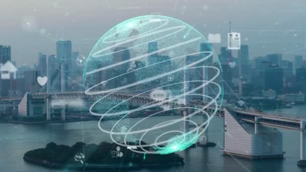 Connessione globale e modernizzazione della rete internet nelle smart city — Video Stock