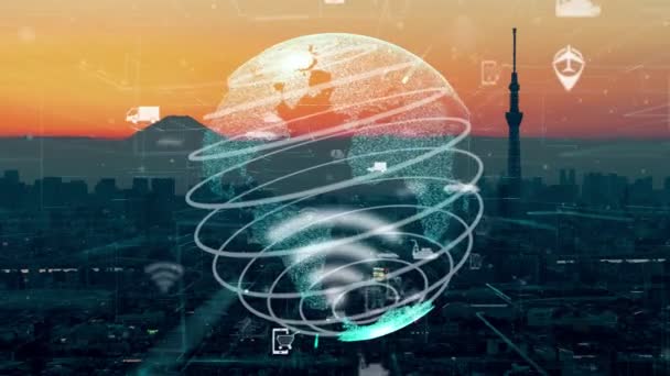 智能城市的全球联通与互联网络现代化 — 图库视频影像