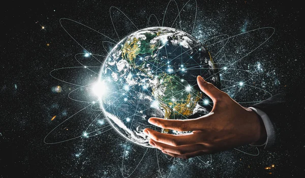 Connessione di rete globale che copre la terra con link di percezione innovativa — Foto Stock