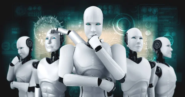 3D ilustrace robotické humanoidní skupiny — Stock fotografie