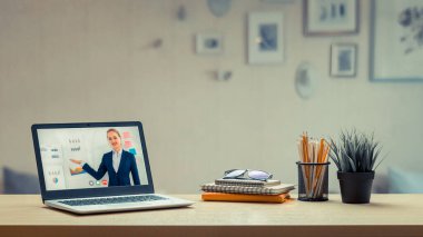 E-öğrenim ve Çevrimiçi İş Sunum Toplantısı Kavramı.