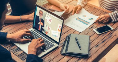 E-öğrenim ve Çevrimiçi İş Sunum Toplantısı Kavramı.