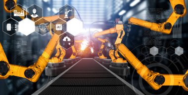 Fabrika üretim hattında montaj için mekanize endüstri robot kolu
