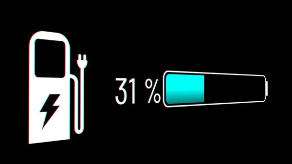 Electric car battery in active charging visionary dashboard — Stock Photo, Image