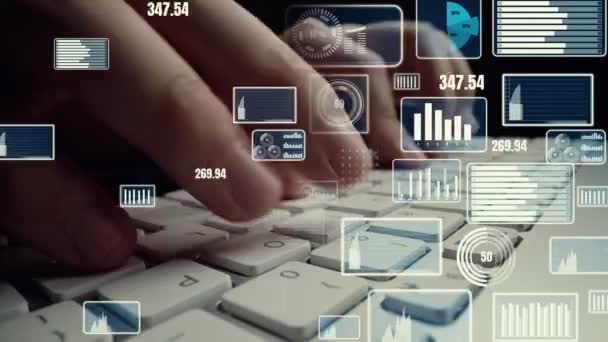 Kreative Visualisierung von Business Big Data und Finanzanalyse am Computer — Stockvideo