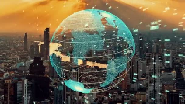 Conexiune globală și modernizarea rețelei de internet în orașul inteligent — Videoclip de stoc