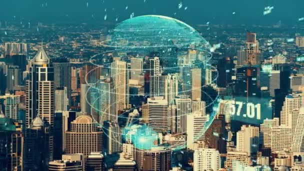 Глобальное подключение и модернизация сети Интернет в смарт-городе — стоковое видео